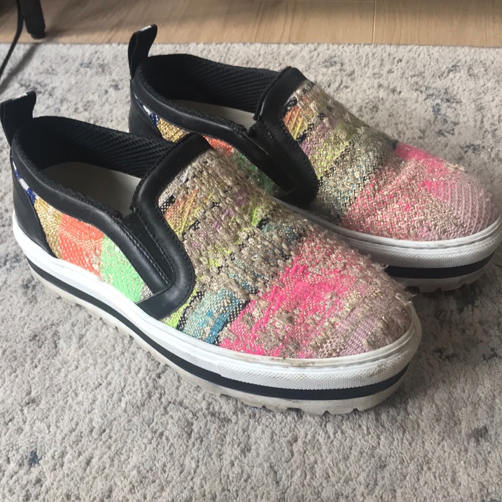 MSGM platform neon tweed sneaker